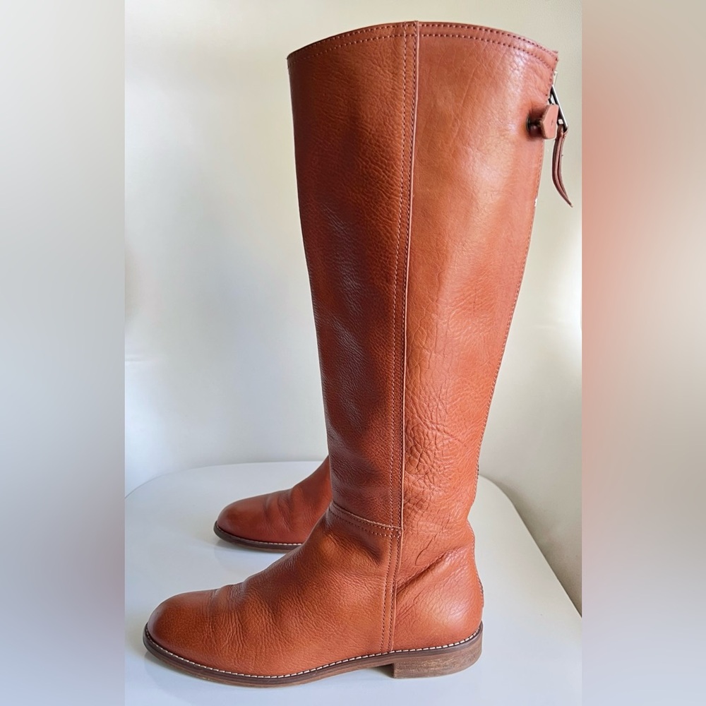 Madewell Sidney Chestnut Brown Knee High Back Zip Tall Riding Boots Size 8 - Picture 2 of 16